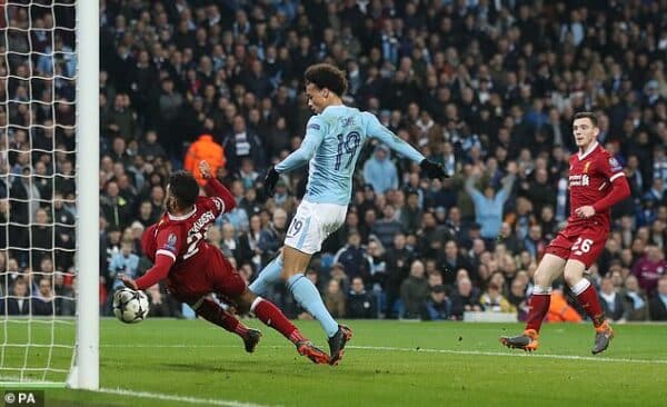 2018 manchester city liverpool ucl sane goal disallowed
