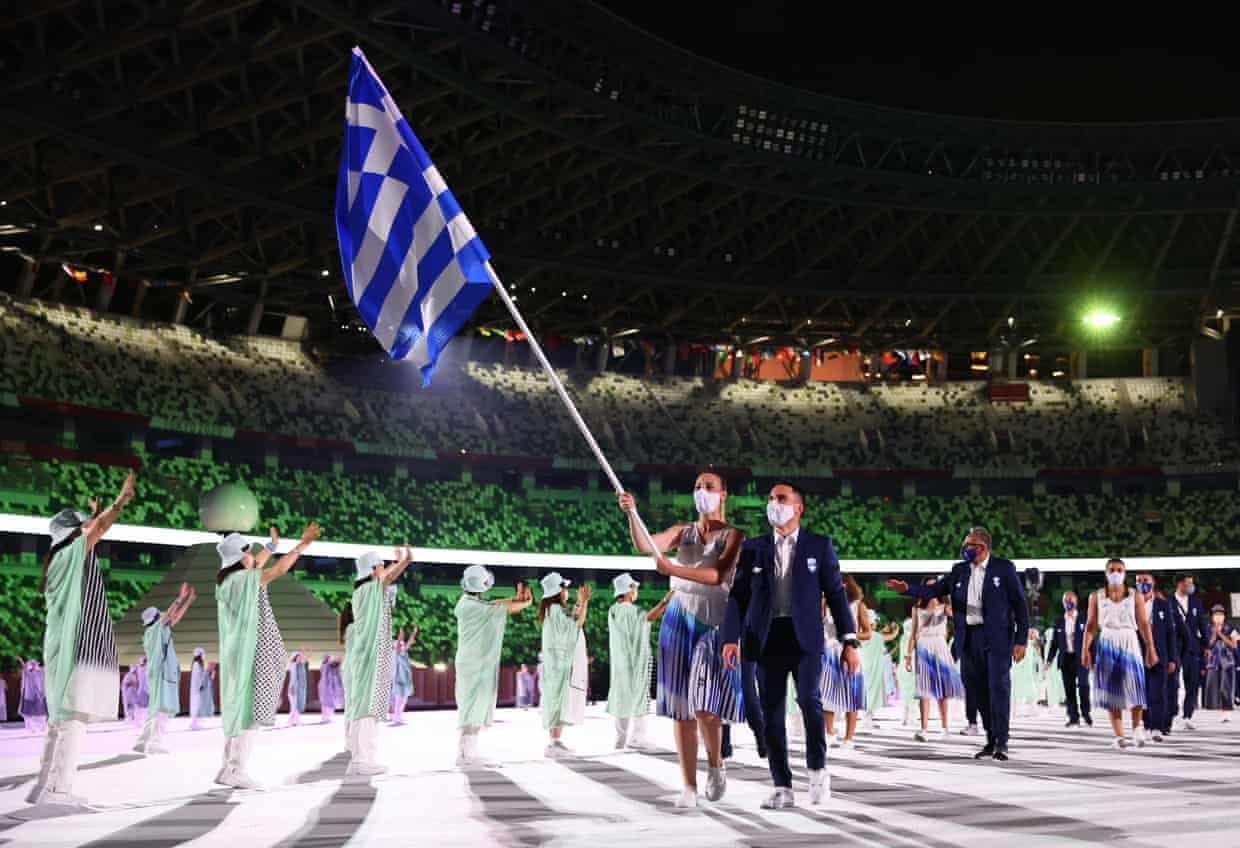 greece team open ceremony anna korakaki eleftherios petrounias olympic games tokyo 2020