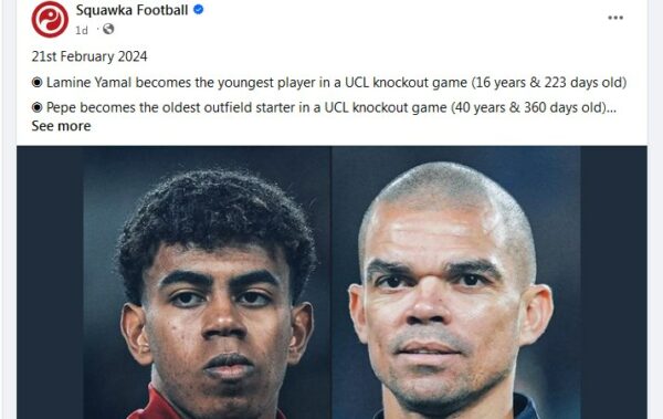 7 Lamine Yamal youngesy player UCL KO & Pepe oldest outfield starter UCL KO