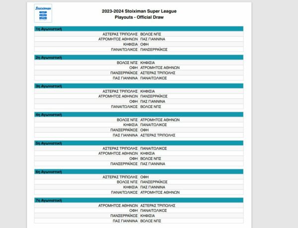 programma super league playouts 2024